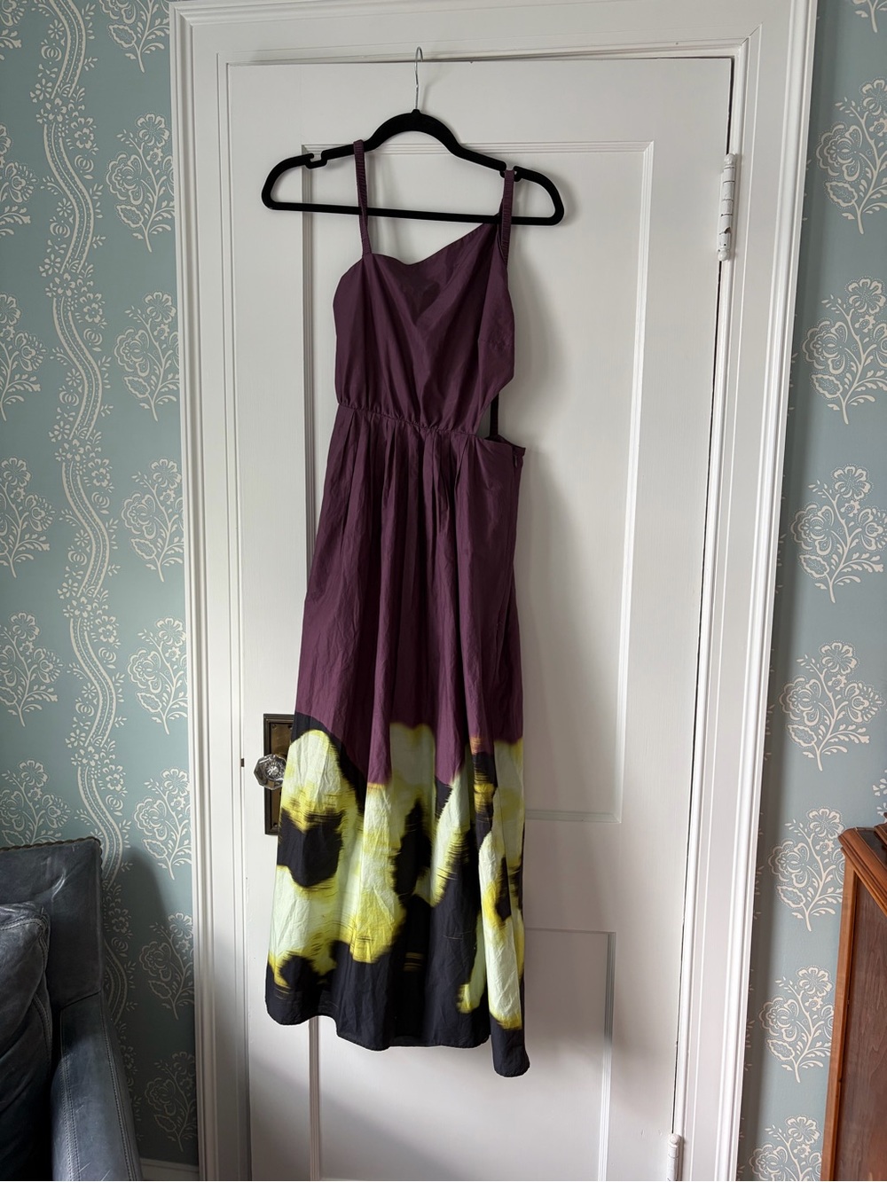 Jonathan Simkhai Purple and Yellow Floral Hem Maxi Dress